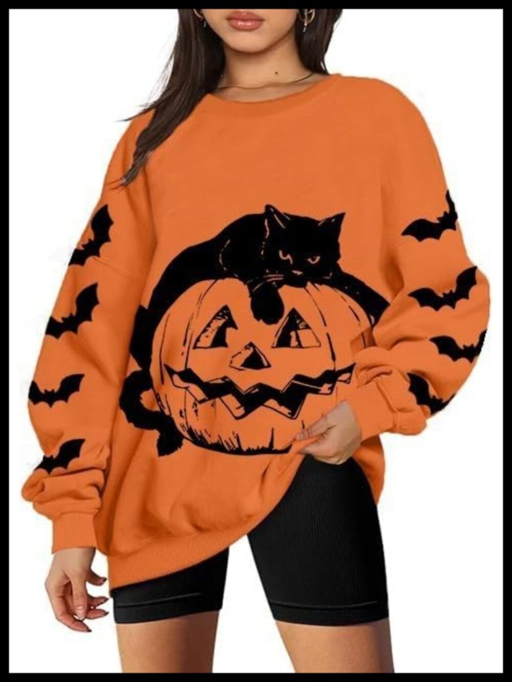 Oversized Ghost Pumpkin Crewneck Sweatshirt Women Halloween Pullover Top
